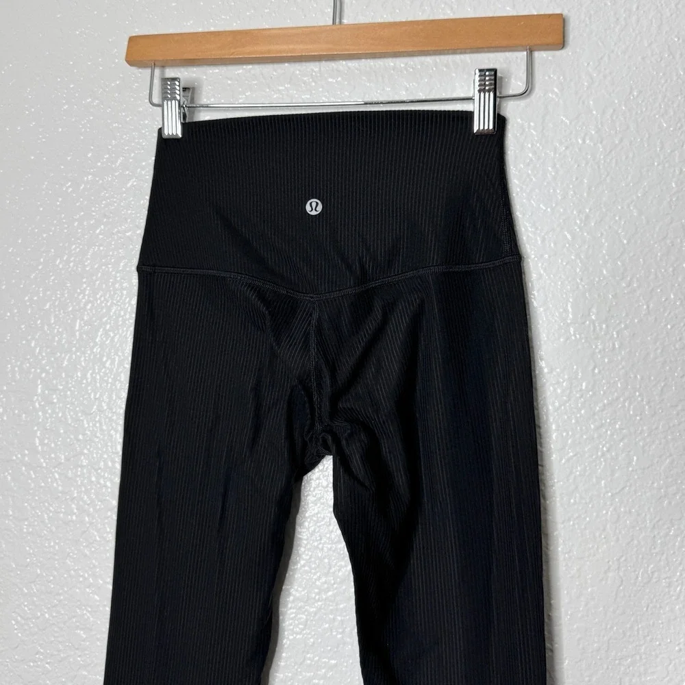 Lululemon Align High Rise Ribbed Pants 23 In Black Leggings Womens Size 4